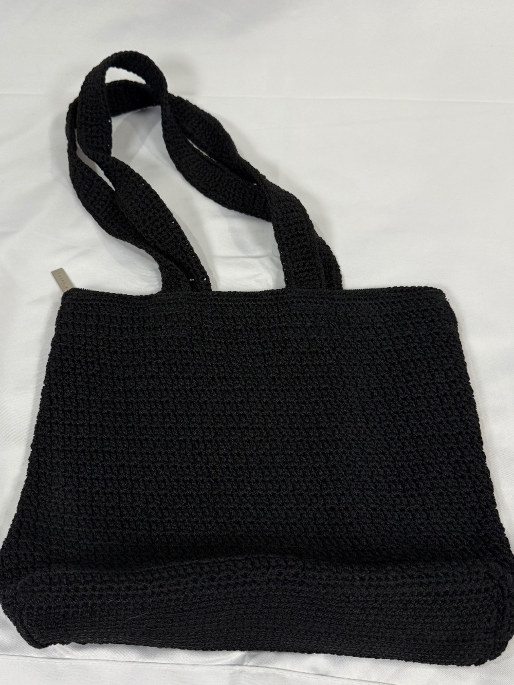 The Sak Black Crochet Knit Handbag Boho Y2K Shoulder Tote